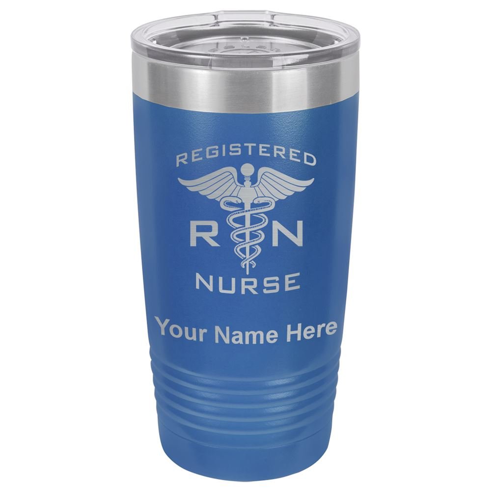 LaserGram 20oz Vacuum Insulated Tumbler Mug, RN Registered Nurse, Personalized Engraving Included (Dark Blue)