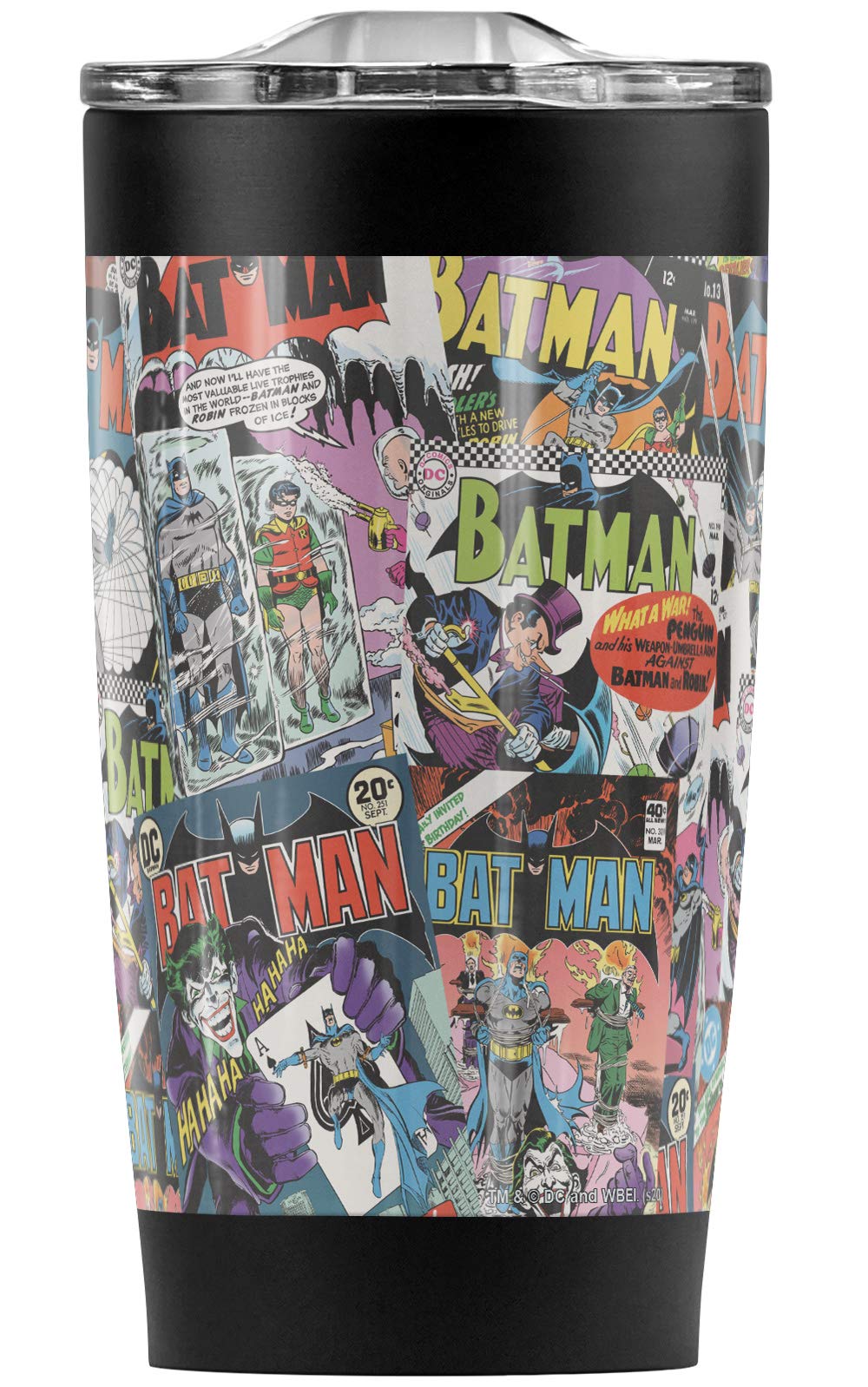 Batman Comic Covers Stainless Steel Tumbler 20 oz Coffee Travel Mug/Cup, Vacuum Insulated & Double Wall with Leakproof Sliding Lid