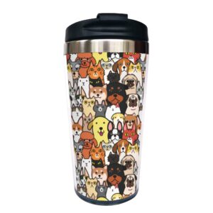 yipaidel dogs and cats faces travel coffee cup for women, stainless steel mug for birthday mother's day gift 14 oz