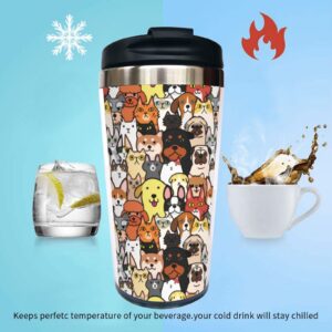 Yipaidel Dogs and Cats Faces Travel Coffee Cup for Women, Stainless Steel Mug for Birthday Mother's Day Gift 14 OZ