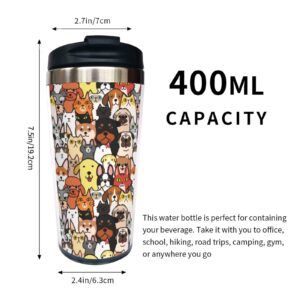 Yipaidel Dogs and Cats Faces Travel Coffee Cup for Women, Stainless Steel Mug for Birthday Mother's Day Gift 14 OZ