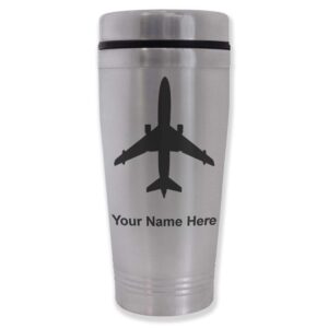 lasergram 16oz commuter mug, jet airplane, personalized engraving included