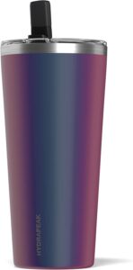 hydrapeak grande insulated stainless steel tumbler with lid and straw - 25 oz thermal metal cup for wine, coffee, iced water and more - double wall, reusable ideal for travel (rainbow)