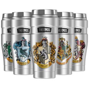 thermos harry potter hufflepuff house crest, stainless king stainless steel travel tumbler, vacuum insulated & double wall, 16oz