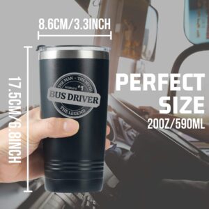 Bus Driver Appreciation Gifts - World's #1 Bus Driver - 20oz/590ml Stainless Steel Insulated Tumbler - Christmas, Thank you, Retirement, End Of Term School Gifts For School Bus Driver - (Black)