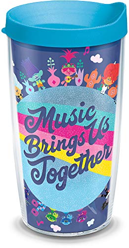 Tervis DreamWorks Trolls Made in USA Double Walled Insulated Tumbler Travel Cup Keeps Drinks Cold & Hot, 16oz, Music Together