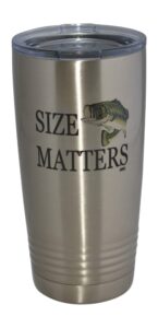 rogue river tactical funny fishing 20 oz. travel tumbler mug cup w/lid vacuum insulated hot or cold size matters fishing gift fish