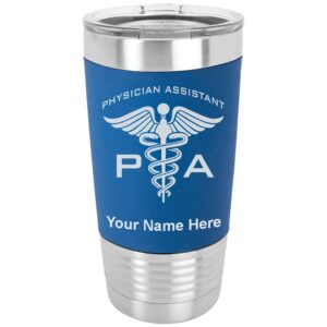 lasergram 20oz vacuum insulated tumbler mug, pa physician assistant, personalized engraving included (silicone grip, dark blue)