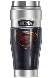 thermos justice league movie superman logo, stainless king stainless steel travel tumbler, vacuum insulated & double wall, 16oz