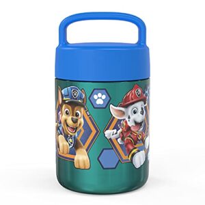 zak designs kids' vacuum insulated stainless steel food jar with carry handle, thermal container for travel meals and lunch on the go, 12 oz, paw patrol