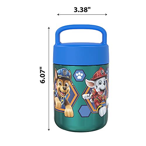 Zak Designs Kids' Vacuum Insulated Stainless Steel Food Jar with Carry Handle, Thermal Container for Travel Meals and Lunch On The Go, 12 oz, PAW Patrol