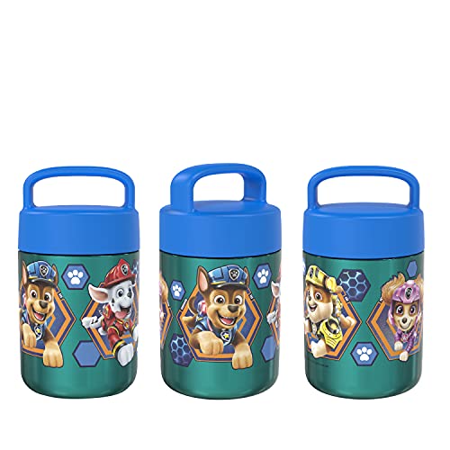 Zak Designs Kids' Vacuum Insulated Stainless Steel Food Jar with Carry Handle, Thermal Container for Travel Meals and Lunch On The Go, 12 oz, PAW Patrol