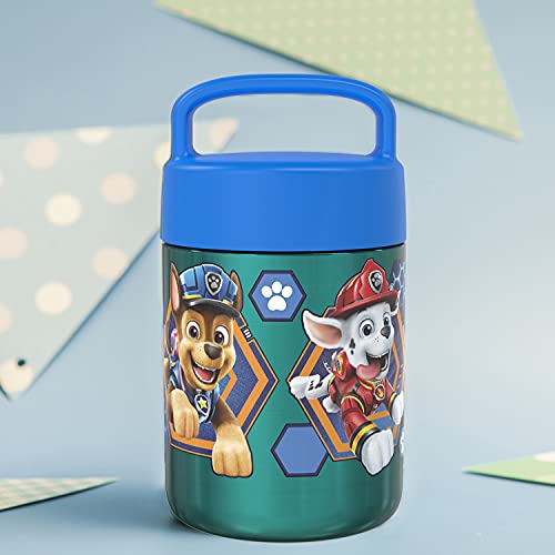 Zak Designs Kids' Vacuum Insulated Stainless Steel Food Jar with Carry Handle, Thermal Container for Travel Meals and Lunch On The Go, 12 oz, PAW Patrol