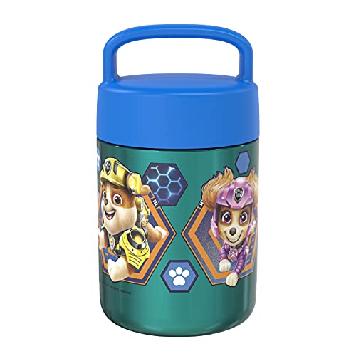 Zak Designs Kids' Vacuum Insulated Stainless Steel Food Jar with Carry Handle, Thermal Container for Travel Meals and Lunch On The Go, 12 oz, PAW Patrol