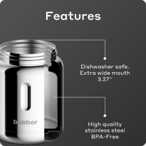 BOBBER Jerrycan - 24 Oz Insulated Stainless Steel Thermo Food Jar With Extra-Wide Mouth and Built-in Folding Spoon - Keeps Hot for 14 Hours and Cold for 20 Hours (Glossy)