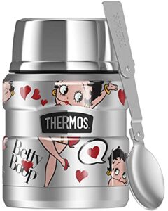 betty boop collage thermos stainless king stainless steel food jar with folding spoon, vacuum insulated & double wall, 16oz