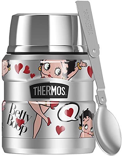 Betty Boop Collage THERMOS STAINLESS KING Stainless Steel Food Jar with Folding Spoon, Vacuum insulated & Double Wall, 16oz