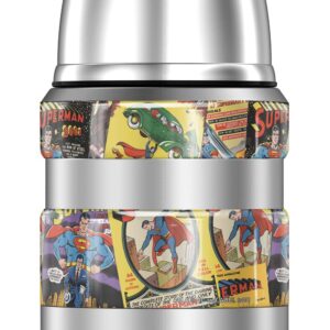 THERMOS Superman Comic Covers, STAINLESS KING Stainless Steel Food Jar with Folding Spoon, Vacuum insulated & Double Wall, 16oz