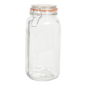 home basics x-large mason jar with lid (clear) single mason jar for pickles, sauces, jelly, condiments, and snacks | mason jar with bail lid and rubber gasket | holds 8 cups