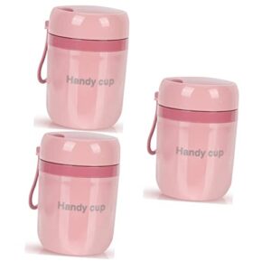 cabilock 3pcs mini breakfast cup vacuum insulated bucket containers with lids snackle insulated container hot food stainless water bottles thermal soup bucket travel drinks thermal jug pp