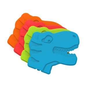 bentgo® buddies reusable slim ice packs for lunch boxes, lunch bags, and coolers - multicolored 4-pack (dinosaur)