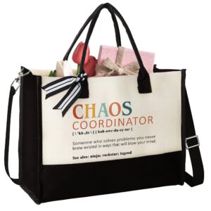 thank you gifts for women, teacher, coworker, boss - boss lady gifts for women, coworker gifts - administrative professional day gifts - employee appreciation gifts, chaos coordinator gifts - tote bag