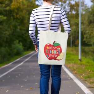 4 Pack Teacher Appreciation Tote Bag Thank You Teacher Gifts Canvas Bag Teach Appreciation Gift for Teacher Day Retirement (White)