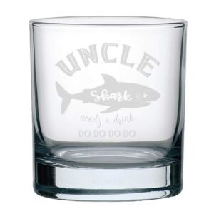 Veracco Uncle Shark Needs a Drink Whiskey Glass Funny BirthdayGifts Fathers Day For Uncle New Dad Father (Clear, Glass)
