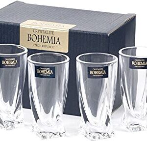 Czech Bohemian Crystal Glass Set of 6 Shot Glasses 1.7oz/50ml. Old Fashioned Style Elegant ''Quadro'' Design Tequila Scotch Bourbon Vodka Holiday Gift Birthday Wedding Housewarming Anniversary