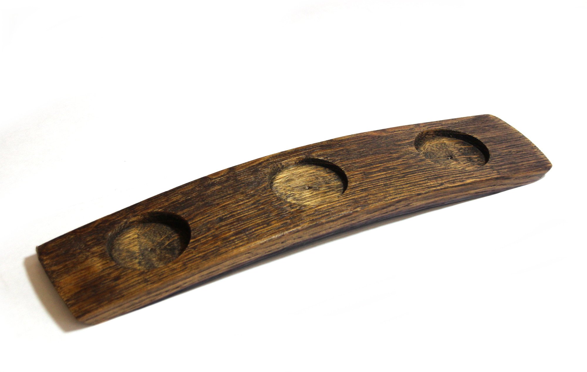 Barrel-Art Barrel Stave 3 Glass Tasting Flight or Serving Tray 2 Oz Glasses Included, Dark Walnut