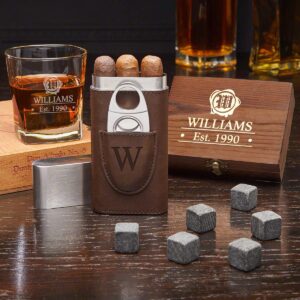 personalized whiskey gift set with cigar case (custom product)