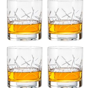 Barski Glass Tumbler - Old Fashioned - Whiskey Glasses - Classic Lowball - Set of 4 Tumblers - Rocks Glass - Bourbon - Scotch - Whisky - Cocktails - Cognac - 12 Oz. - Made in Europe