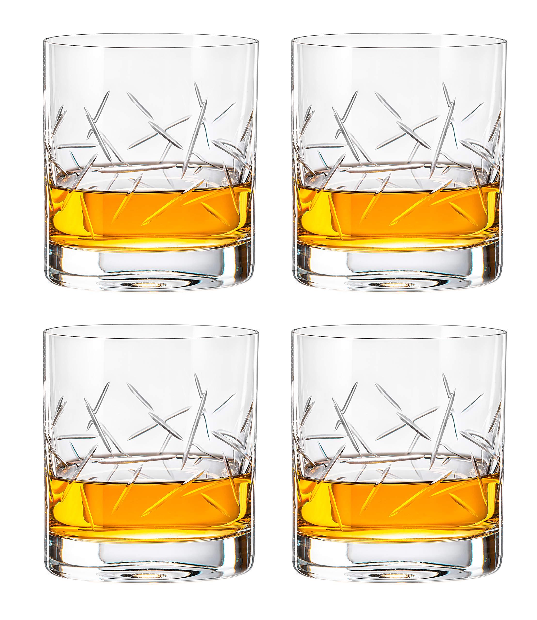 Barski Glass Tumbler - Old Fashioned - Whiskey Glasses - Classic Lowball - Set of 4 Tumblers - Rocks Glass - Bourbon - Scotch - Whisky - Cocktails - Cognac - 12 Oz. - Made in Europe