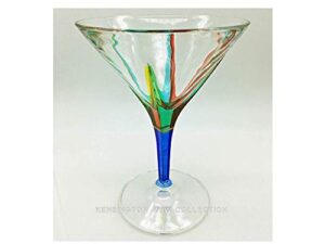 martini glasses -"positano" martini glass - blue stem - hand painted venetian glassware