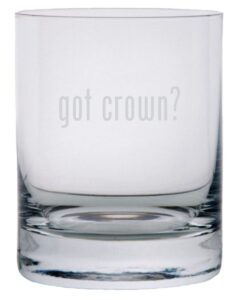got crown? etched 11oz stolzle new york crystal rocks glass
