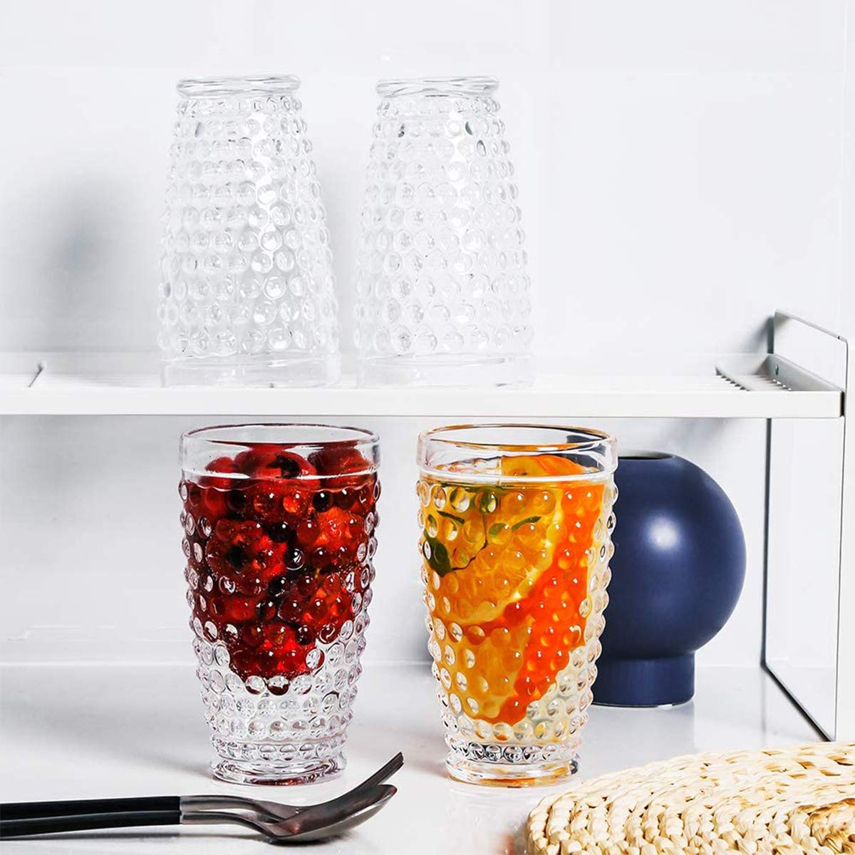 EVEREST GLOBAL Vintage Hobnail Highball Glasses set of 6, 13 oz Old Fashioned Beverage Vintage Glassware Set for Milk Beer Soda Juice Whiskey Perfect for Dinner Table Parties Bars Restaurants