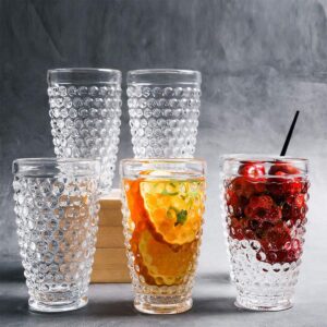 EVEREST GLOBAL Vintage Hobnail Highball Glasses set of 6, 13 oz Old Fashioned Beverage Vintage Glassware Set for Milk Beer Soda Juice Whiskey Perfect for Dinner Table Parties Bars Restaurants