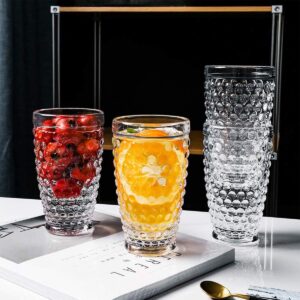 EVEREST GLOBAL Vintage Hobnail Highball Glasses set of 6, 13 oz Old Fashioned Beverage Vintage Glassware Set for Milk Beer Soda Juice Whiskey Perfect for Dinner Table Parties Bars Restaurants