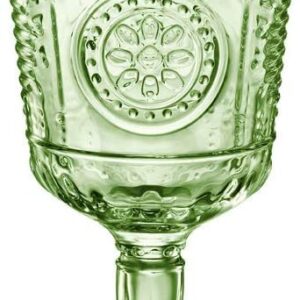 Bormioli Rocco Romantic Set Of 6 Stemware Glasses, 10.75 Oz. Colored Crystal Glass, Pastel Green, Made In Italy.