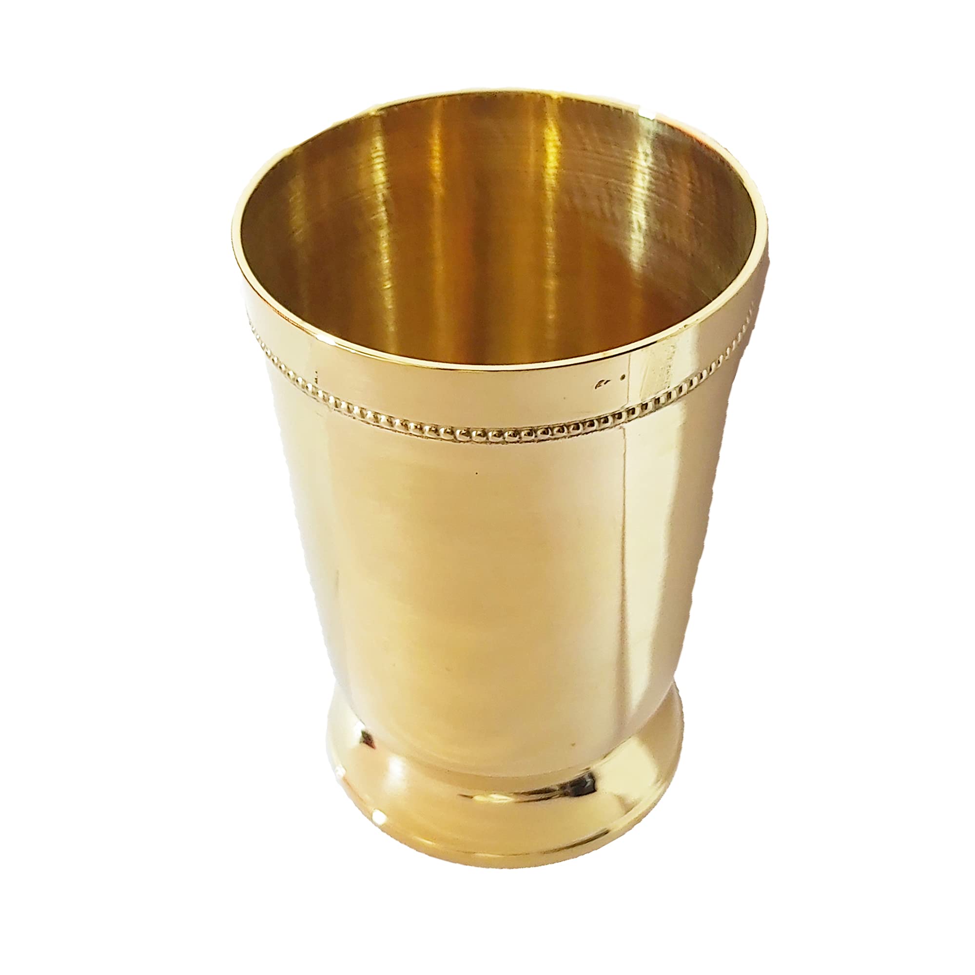 PARIJAT HANDICRAFT Brass mint beaded julep cup for moscow mule designer brass tumbler drinkware accessories.