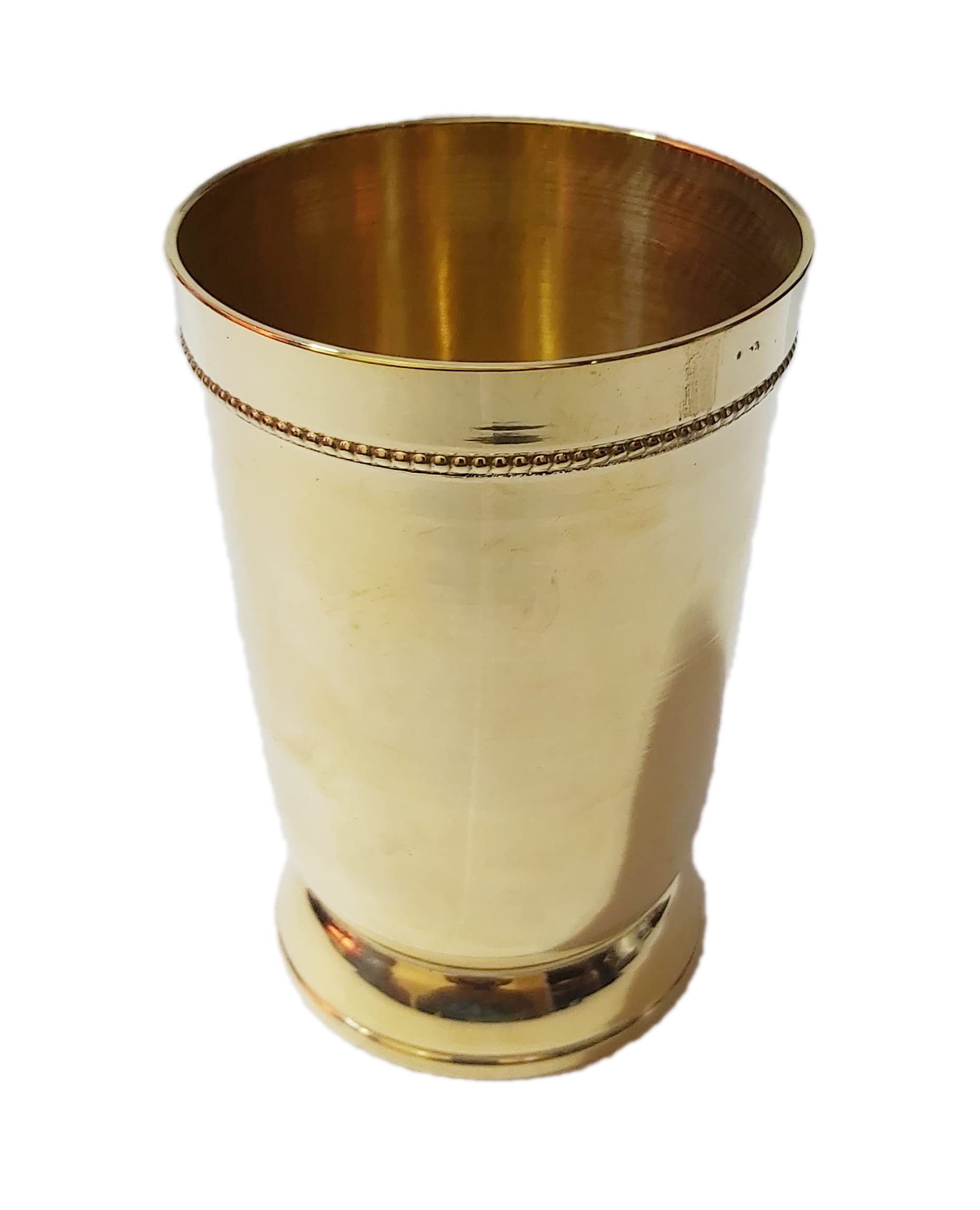 PARIJAT HANDICRAFT Brass mint beaded julep cup for moscow mule designer brass tumbler drinkware accessories.