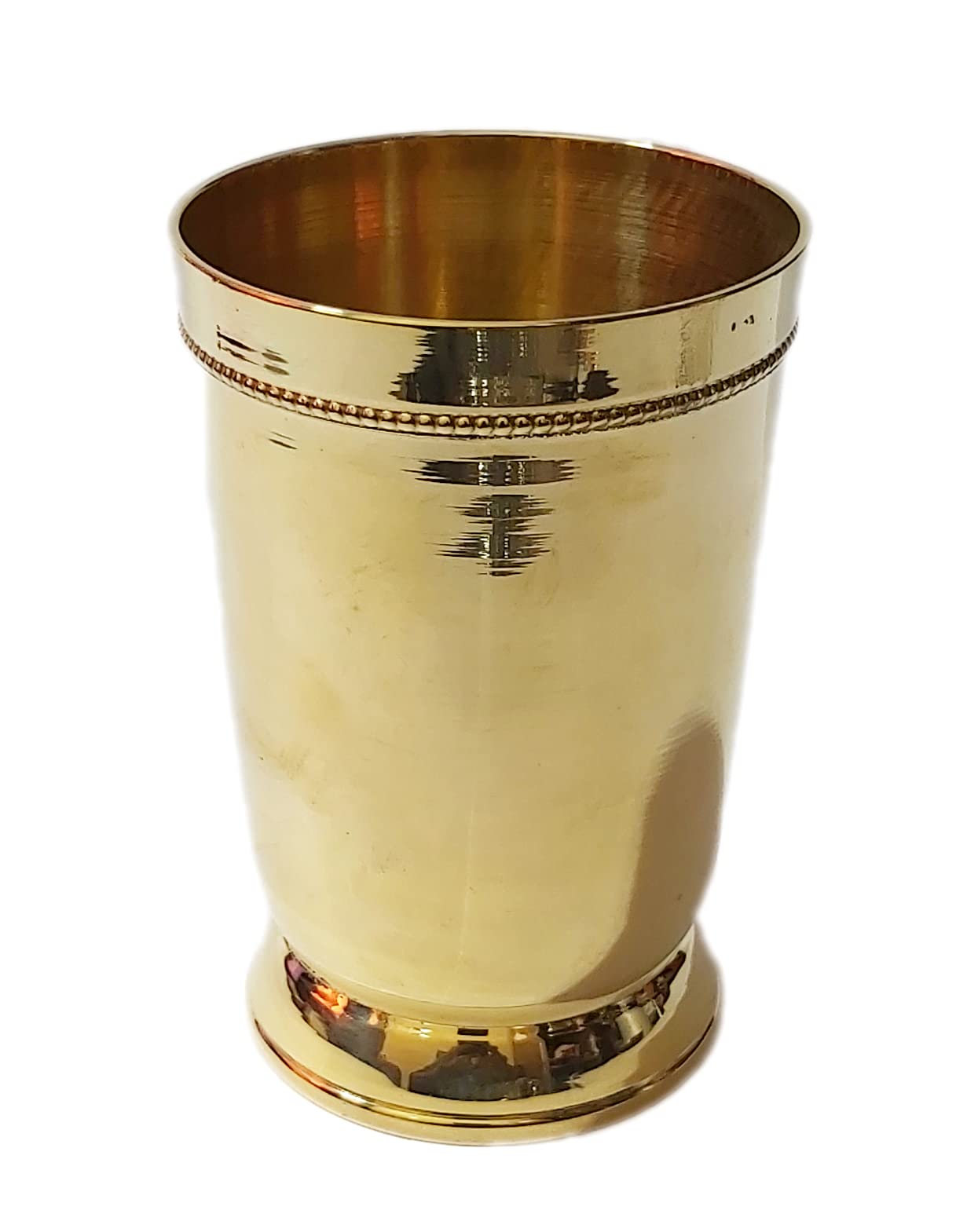 PARIJAT HANDICRAFT Brass mint beaded julep cup for moscow mule designer brass tumbler drinkware accessories.