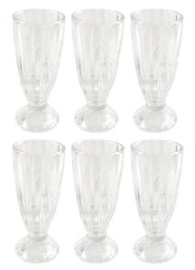 home-x vintage style milkshake glasses set, old fashioned ribbed glassware, dessert cups for ice cream sundaes, smoothies, classic soda fountain, retro kitchen decor - 6 pack
