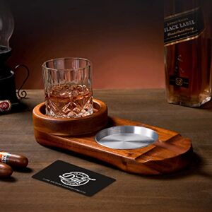 WIPANY Whiskey Glass Tray, Acacia Wood, Rectangular, Best Dad Ever Gift, 2-Year Warranty