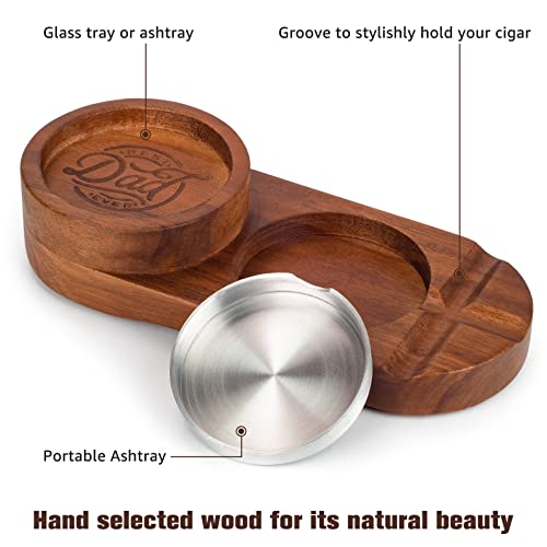 WIPANY Whiskey Glass Tray, Acacia Wood, Rectangular, Best Dad Ever Gift, 2-Year Warranty