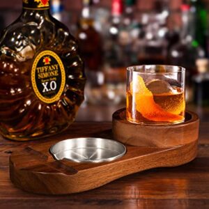 WIPANY Whiskey Glass Tray, Acacia Wood, Rectangular, Best Dad Ever Gift, 2-Year Warranty