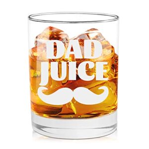 dad juice funny whiskey glass gift for dad - novelty birthday, fathers day, christmas gift for dad, unique dad christmas gift from daughter, son, wife, kids, cool present ideas for family dad, 11 oz