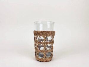 seagrass rattan cage highball set of 6 glassware