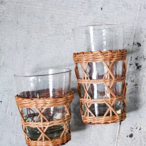 Seagrass Rattan Cage Highball Set of 6 Glassware