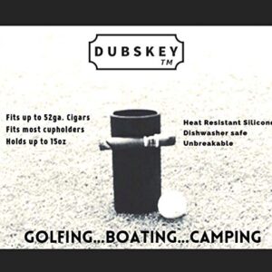 Dubskey CIGAR HOLDER CUP – Silicone Drinking Glass, Built-in Blunt Rest For Outdoors, GOLF, BOATING, CAMPING & TRAVEL, Bourbon, Whiskey, Scotch, Mixers & Cocktails (15 oz) - With Guillotine Cutter